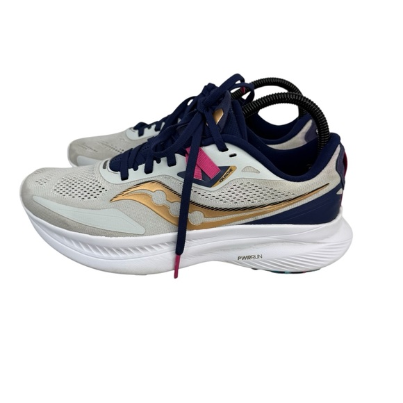 SAUCONY Guide 15 Women’s Sz 8.5 Gray Blue Gold Running Athletics Training Shoes - Picture 2 of 12